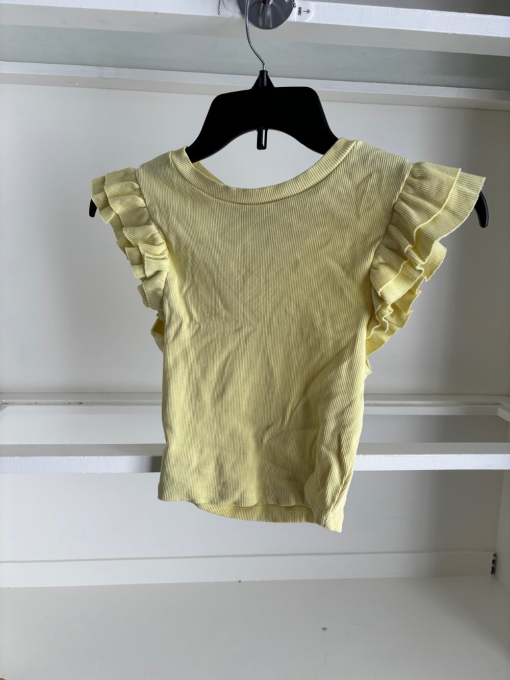 Zara Girls Light Yellow Ruffle Sleeve Tank Top